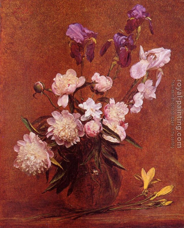 Henri Fantin-Latour : Bouquet of Peonies and Iris
